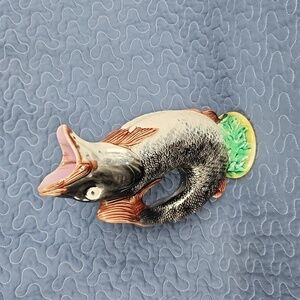 Antique Majolica Gurgling Fish Pitcher/Planter